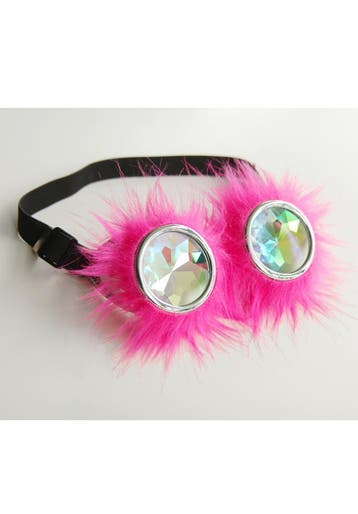 KIMU® Goggles Steampunk Bril Roze Bont Montuur Caleidoscoop, Ophalen of Verzenden, Nieuw, Carnaval