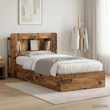 vidaXL Bedframe met opslag Oud hout 90 x 190 cm Bewerkt hout, Eenpersoons, Bruin, Verzenden, Nieuw