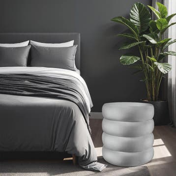 Hocker Altu, gestoffeerd, opbergruimte - Fluweellook grijs, Verzenden, Nieuw