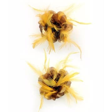 Zijdebloem corsage met gouden veren - Haarbloemen, Ophalen of Verzenden, Nieuw
