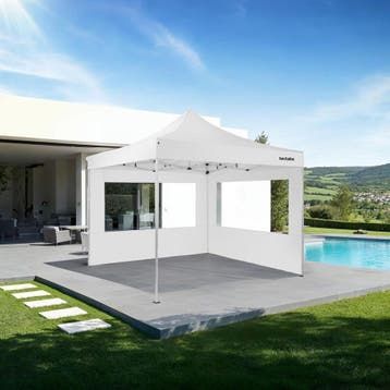 Aluminium opvouwbaar tuinhuisje 3x3 m met 2 zijpanelen - wit, Tuin en Terras, Verzenden, Nieuw