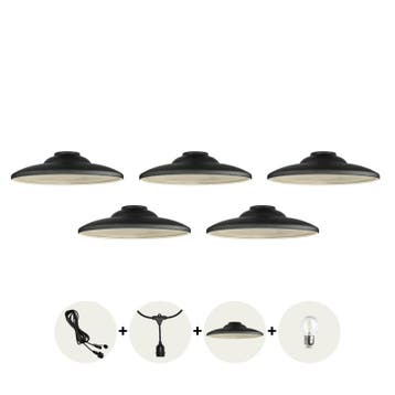 5x Lampenkappen voor prikkabel CRETE | Rond | Zwart/ Wit, Ophalen of Verzenden, Nieuw, Zwart, Rond