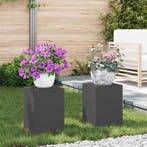 vidaXL Plantenstandaard 2 pcs Zwart 24 x 24 x 35 cm Staal, Verzenden, Nieuw
