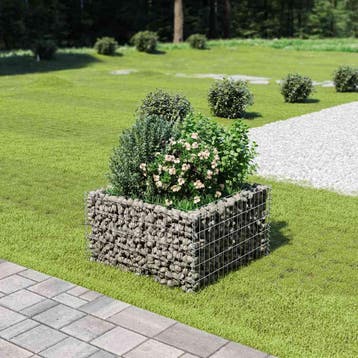 vidaXL Gabion plantenbak verhoogd 90x90x50 cm gegalvaniseerd, Tuin en Terras, Verzenden, Nieuw, Metaal, 60 tot 100 cm