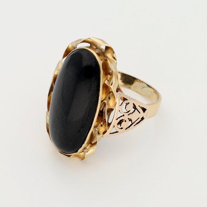 Ring - 9 kt. Geel goud - Hematiet, Sieraden, Tassen en Uiterlijk, Ringen