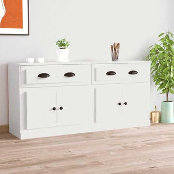 vidaXL Dressoirs 2 st bewerkt hout wit, Verzenden, Nieuw, Overige houtsoorten