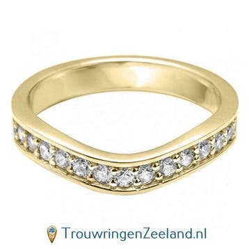 Aanschuifring in 9/18 karaat geelgoud in U-vorm met 15 di..., Sieraden, Tassen en Uiterlijk, Ringen, Verzenden, Nieuw