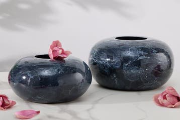 Design set van 2 vazen STONE 25cm zwart gemarmerd, Ophalen of Verzenden, Nieuw