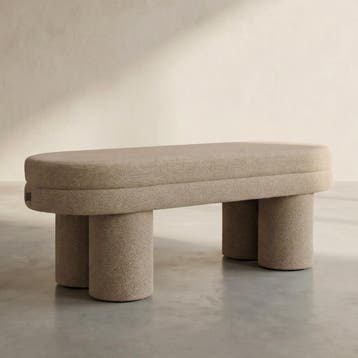 *WOONWINKEL* Dutchbone Fern Bankje Beige Boucle Stof, Huis en Inrichting, Banken | Voetenbanken en Poefen, Verzenden, Nieuw, Stof