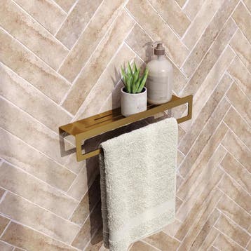 Brauer Handdoekrek - met Planchet - Goud Geborsteld Pvd, Huis en Inrichting, Badkamer | Badtextiel en Accessoires, Ophalen of Verzenden