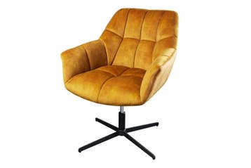 Draaifauteuil PAPILLON mosterdgeel fluweel zwart metaal in, Ophalen of Verzenden, Nieuw
