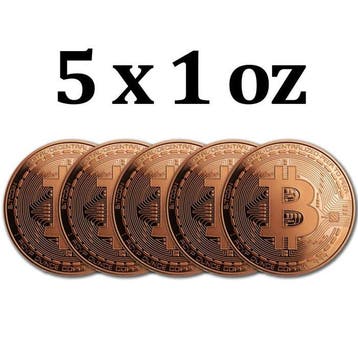 Verenigde Staten. 5 x 1 oz Bitcoin .999 Copper Round (Zonder