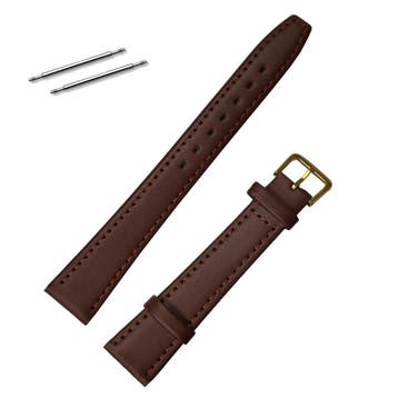 Fako - Horlogebandje - Echt Leer - Small - 18mm - Bruin, Verzenden, Nieuw