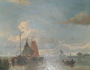 Nicolaas Riegen (1827-1889), Kring van - Marina con navi e