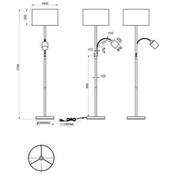 LED Vloerlamp - Trion Hotia - E14 Fitting - Rond - Mat Grijs, Ophalen of Verzenden, Nieuw, Metaal