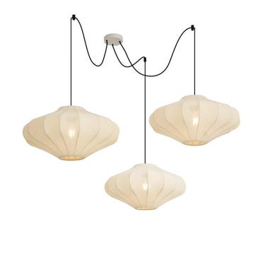 Japandi hanglamp beige 50cm 3-lichts - Plu, Verzenden, Nieuw, Japandi