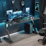 Gamingbureau 140 cm met RGB-verlichting en metalen poten, Huis en Inrichting, Verzenden, Nieuw