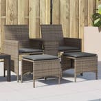 vidaXL Tuinbank 2-zits met tafel en voetenbanken poly rattan, Verzenden, Nieuw