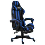 vidaXL Racestoel met voetensteun kunstleer zwart en blauw, Verzenden, Nieuw