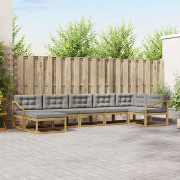 vidaXL Buiten bankenset 7 st Wit en Lichtgrijs, Verzenden, Nieuw