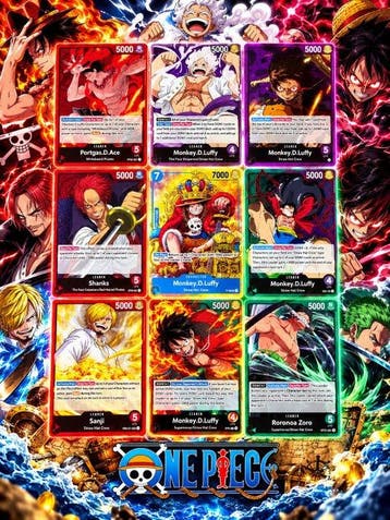 Bandai - 9 Card - One Piece - Monkey D. Luffy One Piece Card, Nieuw