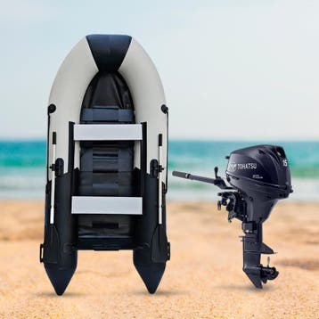 Rubberboot - 330 cm - Lattenbodem - Tohatsu 15 pk, Watersport en Boten, Rubberboten, Ophalen of Verzenden, Nieuw, Buitenboordmotor