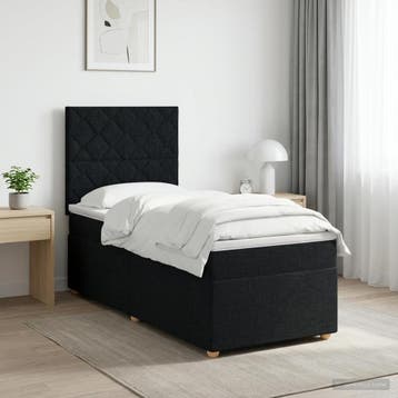 vidaXL Boxspringbed met matras met hoofdeinde Zwart 100 x, Verzenden, Nieuw, Eenpersoons, Zwart