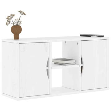 vidaXL Tv-meubel ODDA 79x24x40 cm massief grenenhout wit, Verzenden, Nieuw, Grenenhout