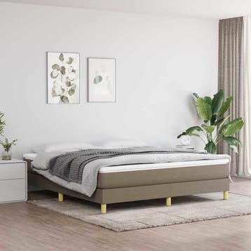 vidaXL Boxspring bed stof taupe 160x200 cm, Verzenden, 200 cm, Stof, 160 cm