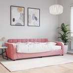 vidaXL Slaapbank met matras 100x200 cm fluweel roze, 100 cm, Eenpersoons, Verzenden, Nieuw
