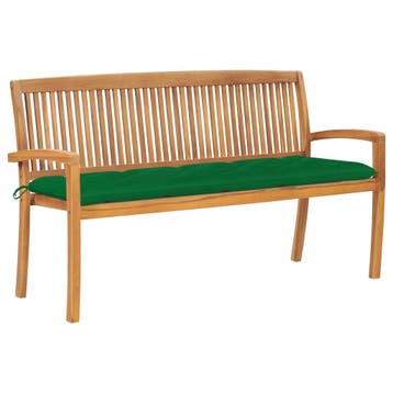 vidaXL Tuinbank stapelbaar met kussen 159 cm massief, Verzenden, Nieuw, Teakhout