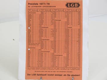 LGB Info blad #94 Preisliste 1977/78 (LGB Info bladen), Verzamelen, Ophalen of Verzenden, Gebruikt, Overige typen