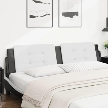 vidaXL Hoofdbordkussen Zadar 200 cm kunstleer wit en zwart, Verzenden, Nieuw, Wit, Overige materialen
