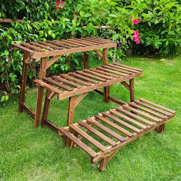 Set van 3 Houten Plantenstandaards – Laddervormig, Verzenden, Nieuw