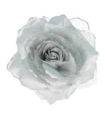 Haarspeld Duckklem, Broche & Elastiek 10cm – Haarbloem Roos, Nieuw