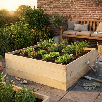 Moestuinbak 120x120x27cm | Hout | Gratis Verzending | OP=OP, Minder dan 30 cm, 100 cm of meer, Vierkant, Nieuw