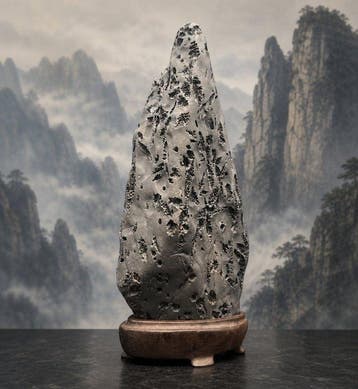 Distant mountain Indrukwekkende Japanse suiseki met