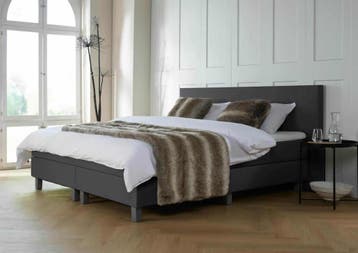 ACTIE! Boxspring Malaga 180 200 Antraciet, Verzenden, 180 cm, 200 cm, Nieuw