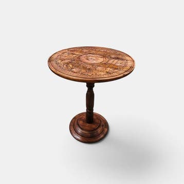 Exquisite Hand-Carved Wooden Pedestal Table – A Celebration