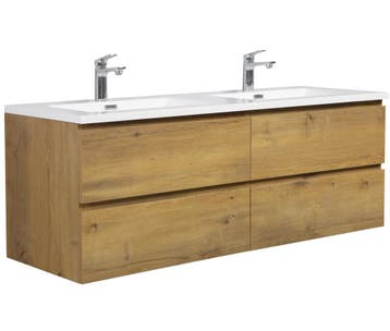 Badkamermeubel Set Angela 140cm Eiken Badmeubel, Verzenden, Nieuw, Wastafelkast