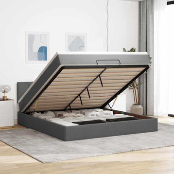 vidaXL Bed poef met matras en LEDs 180x200 cm stof, Huis en Inrichting, Slaapkamer | Bedden, Eenpersoons, Verzenden, Nieuw, 80 cm