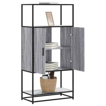 vidaXL buffetkast 68x35x139cm bewerkt hout en metaal grijs, Minder dan 50 cm, Verzenden, Nieuw, Minder dan 100 cm
