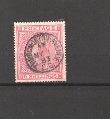 Groot-Brittannië 1882 - Groot Brittannie 5 shilling rood wm, Gestempeld