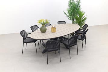 Taste Barista - Antraciet/GI Edison 280x140 cm. tafel ovaal, Verzenden, Nieuw, Rvs, Tuinset