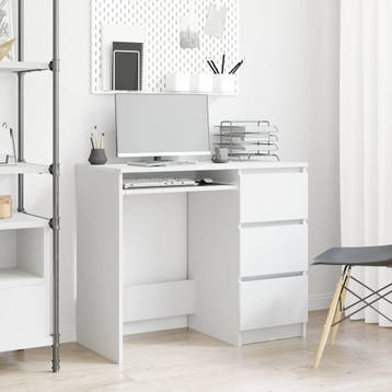 vidaXL Bureau 90x45x76 cm bewerkt hout wit, Verzenden, Nieuw
