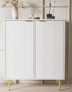 Wit Buffetkastje 75 cm – 2 Deuren, 6 Vakken & Goud Handvat, Verzenden, Nieuw