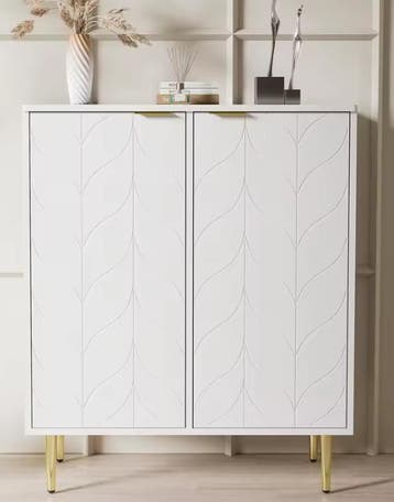 Wit Buffetkastje 75 cm – 2 Deuren, 6 Vakken & Goud Handvat, Huis en Inrichting, Keuken | Keukenelementen, Verzenden, Nieuw
