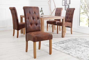 Elegante stoel CASA vintage bruin met decoratieve knopen, Huis en Inrichting, Stoelen, Ophalen of Verzenden, Nieuw