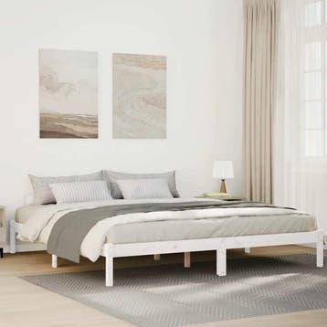 vidaXL Bedframe extra lang zonder matras grenenhout wit, Verzenden, Wit, Hout, Nieuw