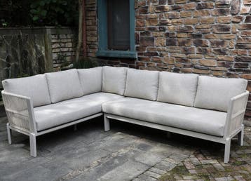 Veneto hoek loungeset 2 delig aluminium latte zand rope, Ophalen of Verzenden, Nieuw
